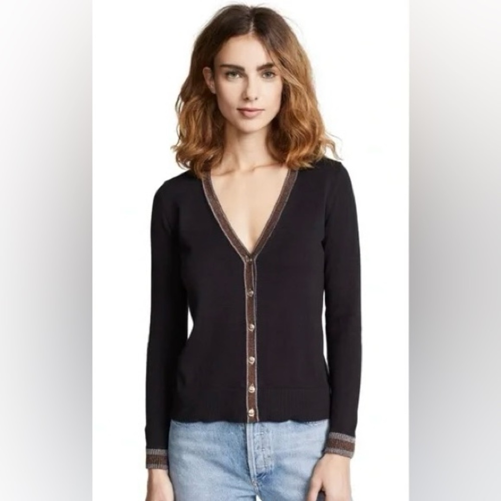 Bop Basics by Shopbop Metallic Trim Cotton Cardigan (Size M)